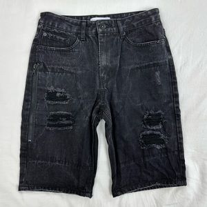 Black wash distressed denim shorts never worn